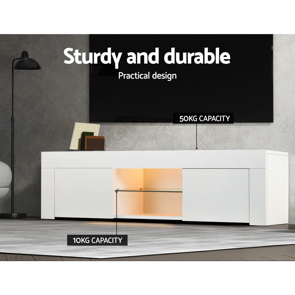 Artiss Entertainment Unit TV Cabinet LED 130cm White Angus Furniture > Living Room > TV Units