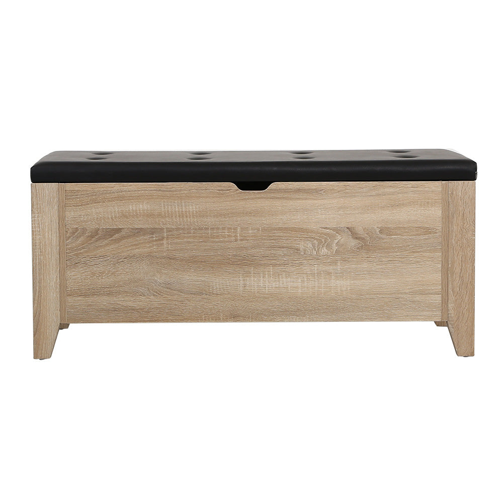 Artiss Storage Ottoman Blanket Box Leather Oak - Furniture > Living Room > Ottomans & Footstools