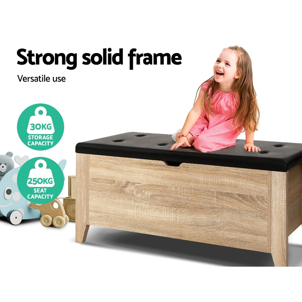 Artiss Storage Ottoman Blanket Box Leather Oak - Furniture > Living Room > Ottomans & Footstools