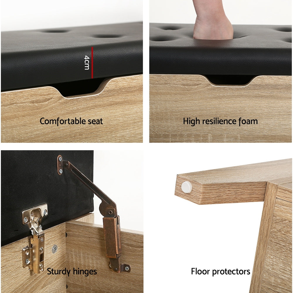 Artiss Storage Ottoman Blanket Box Leather Oak - Furniture > Living Room > Ottomans & Footstools