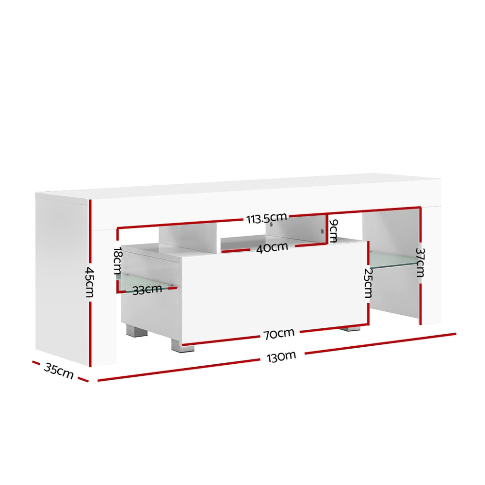 Artiss Entertainment Unit TV Cabinet LED 130cm White Elo Furniture > Living Room > TV Units