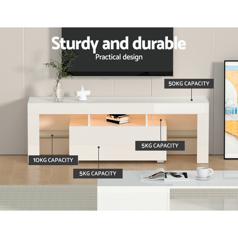 Artiss Entertainment Unit TV Cabinet LED 130cm White Elo Furniture > Living Room > TV Units