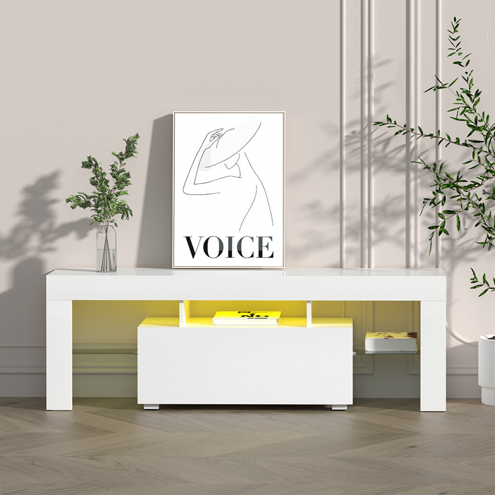 Artiss Entertainment Unit TV Cabinet LED 130cm White Elo Furniture > Living Room > TV Units