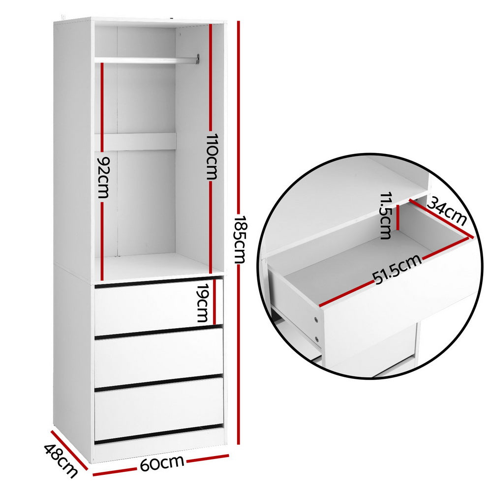 Artiss Wardrobe Clothes Closet Storage Organizer White - Home & Garden > Storage > Clothing & Wardrobe Storage