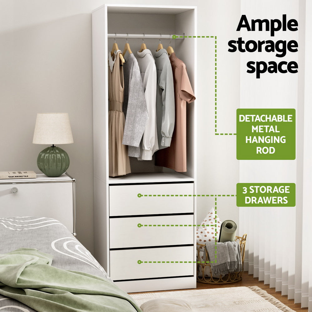 Artiss Wardrobe Clothes Closet Storage Organizer White - Home & Garden > Storage > Clothing & Wardrobe Storage