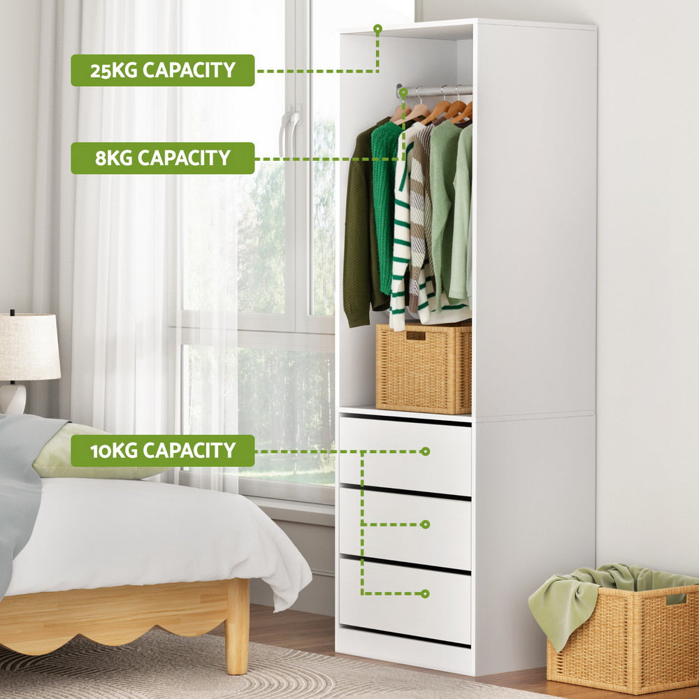 Artiss Wardrobe Clothes Closet Storage Organizer White - Home & Garden > Storage > Clothing & Wardrobe Storage
