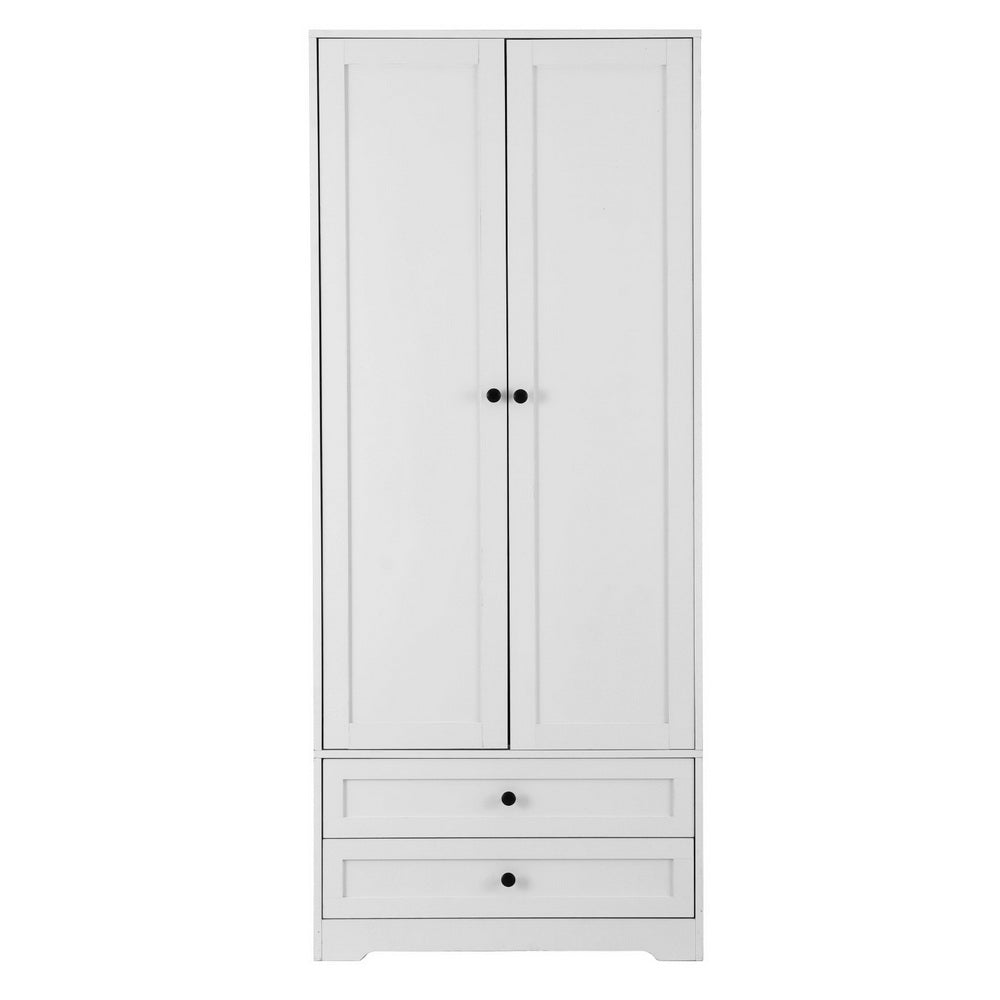 Artiss Wardrobe Clothes Closet Storage Organizer with 2 Doors White - Home & Garden > Storage > Clothing & Wardrobe