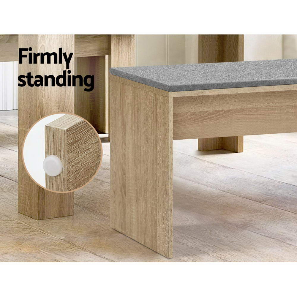 Artiss Dining Bench Upholstery Seat Wooden Chair Oak 90cm Furniture > Dining