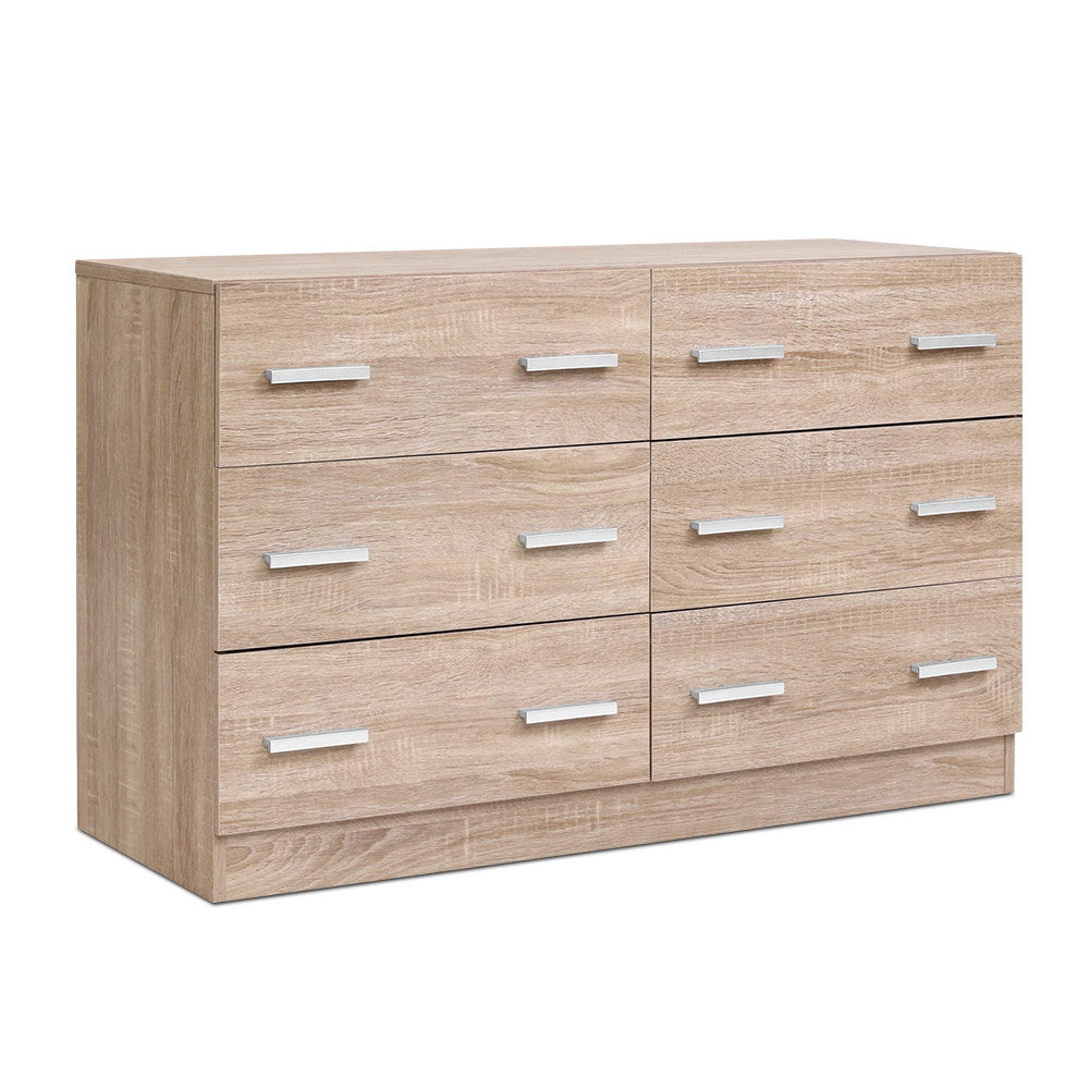 Artiss 6 Chest of Drawers - VEDA Pine - Furniture > Bedroom > Dressers