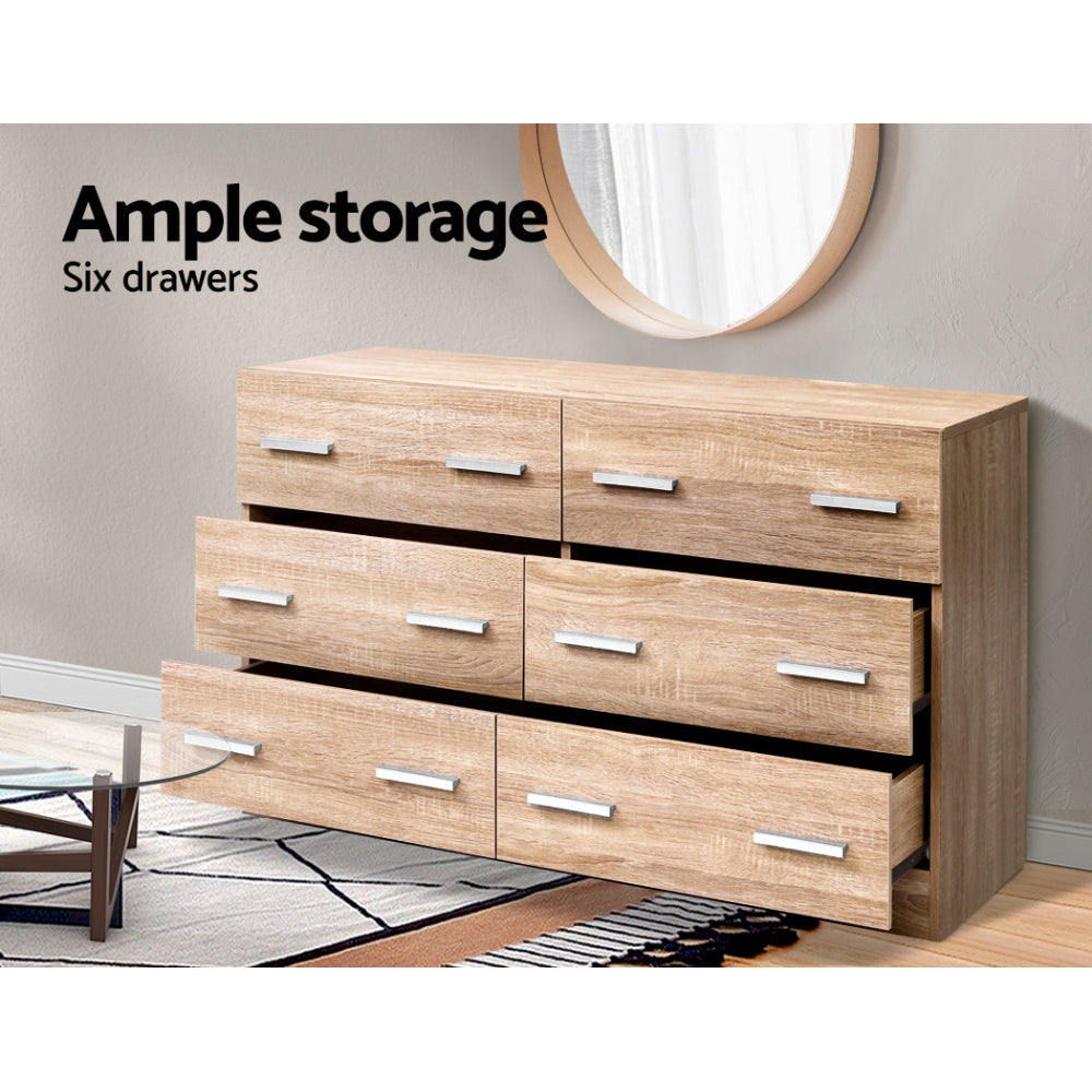 Artiss 6 Chest of Drawers - VEDA Pine - Furniture > Bedroom > Dressers