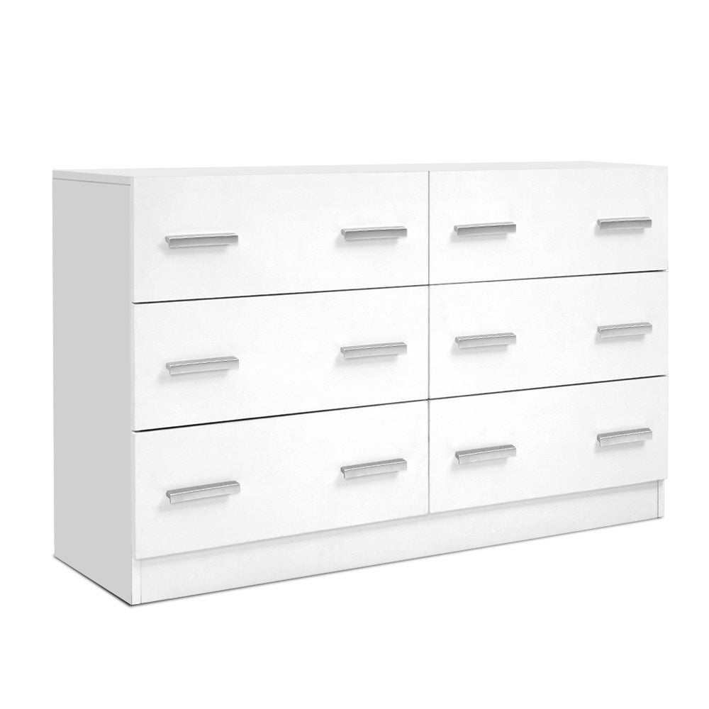 Artiss 6 Chest of Drawers - VEDA White - Furniture > Bedroom > Dressers