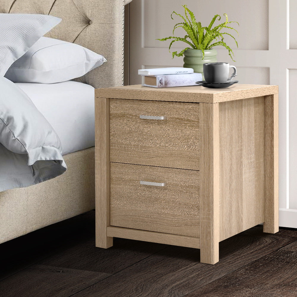Bedside Table 2 Drawers - MAXI Pine - Furniture > Bedroom