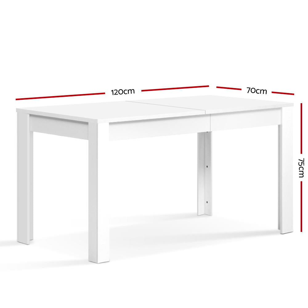 Artiss Dining Table Rectangular 4 Seater 120CM White Natu - Furniture > Dining > Dining Tables