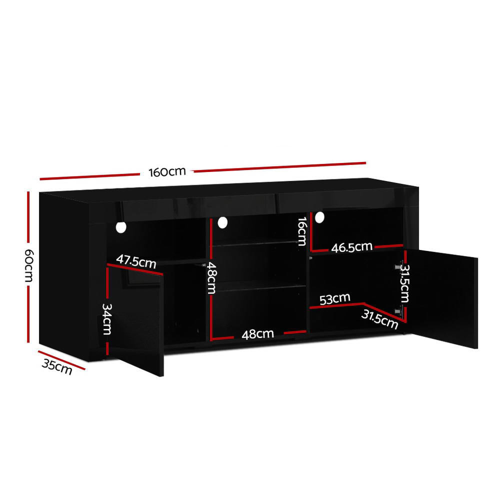 Artiss Entertainment Unit TV Cabinet LED 160cm Black Bobi Furniture > Living Room > TV Units