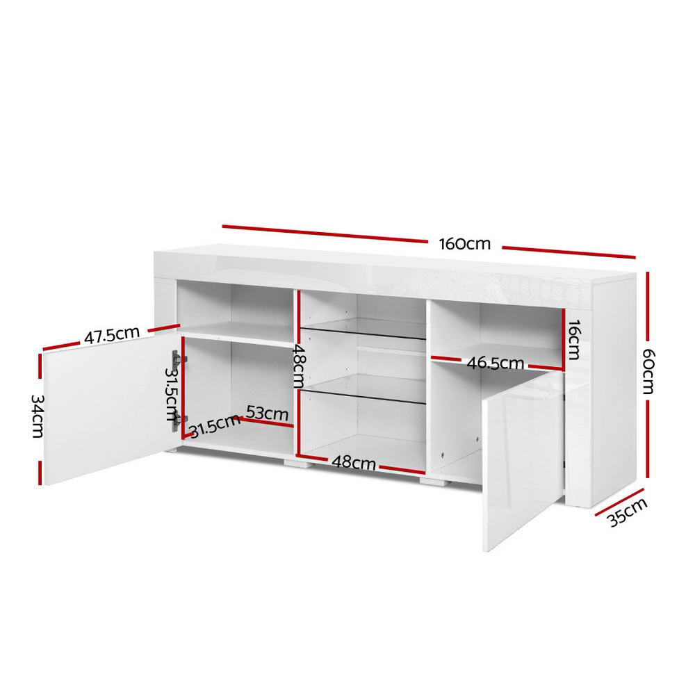 Artiss Entertainment Unit TV Cabinet LED 160cm White Bobi - Furniture > Living Room > TV Units