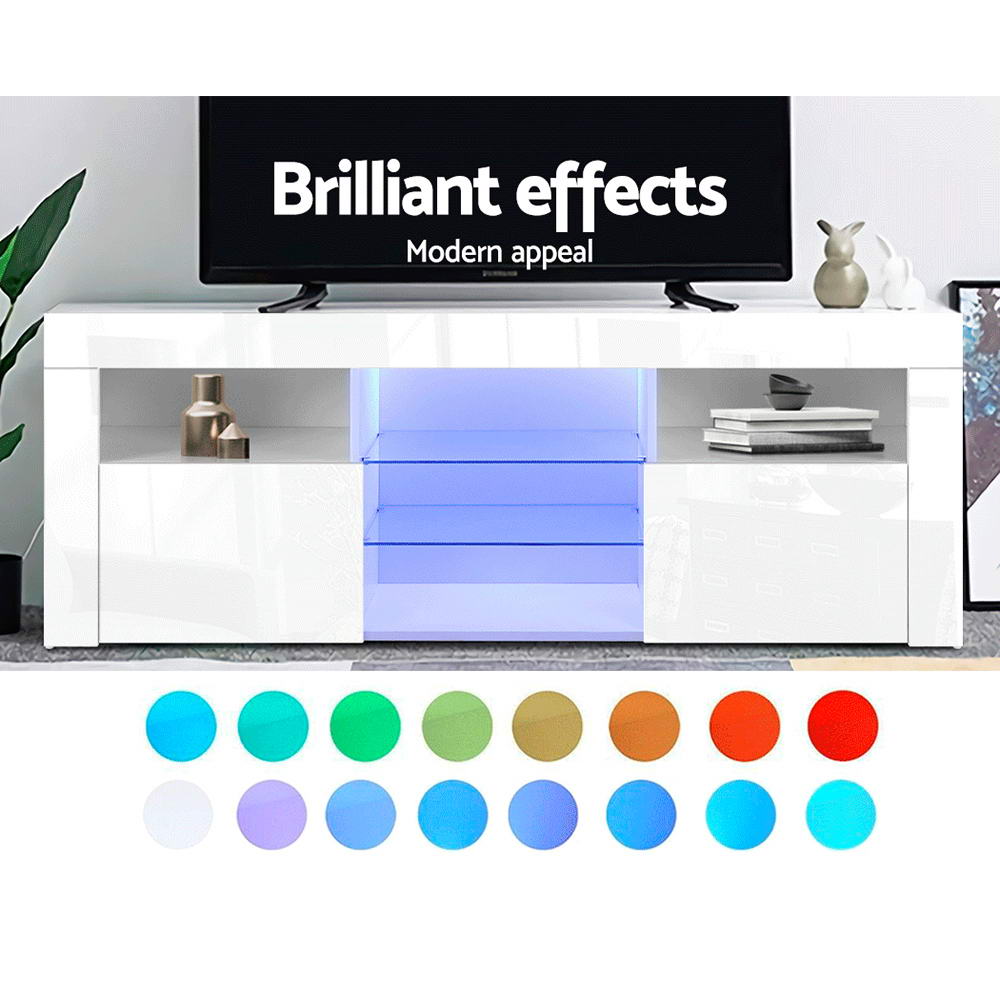 Artiss Entertainment Unit TV Cabinet LED 160cm White Bobi - Furniture > Living Room > TV Units