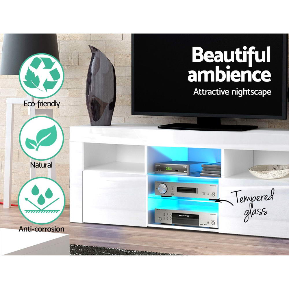 Artiss Entertainment Unit TV Cabinet LED 160cm White Bobi - Furniture > Living Room > TV Units