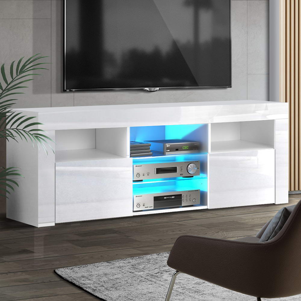Artiss Entertainment Unit TV Cabinet LED 160cm White Bobi - Furniture > Living Room > TV Units
