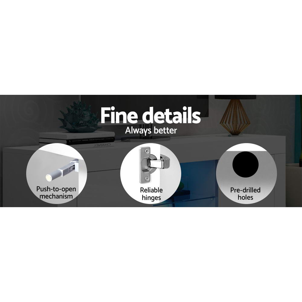 Artiss Entertainment Unit TV Cabinet LED 180cm White Bobi - Furniture > Living Room > TV Units