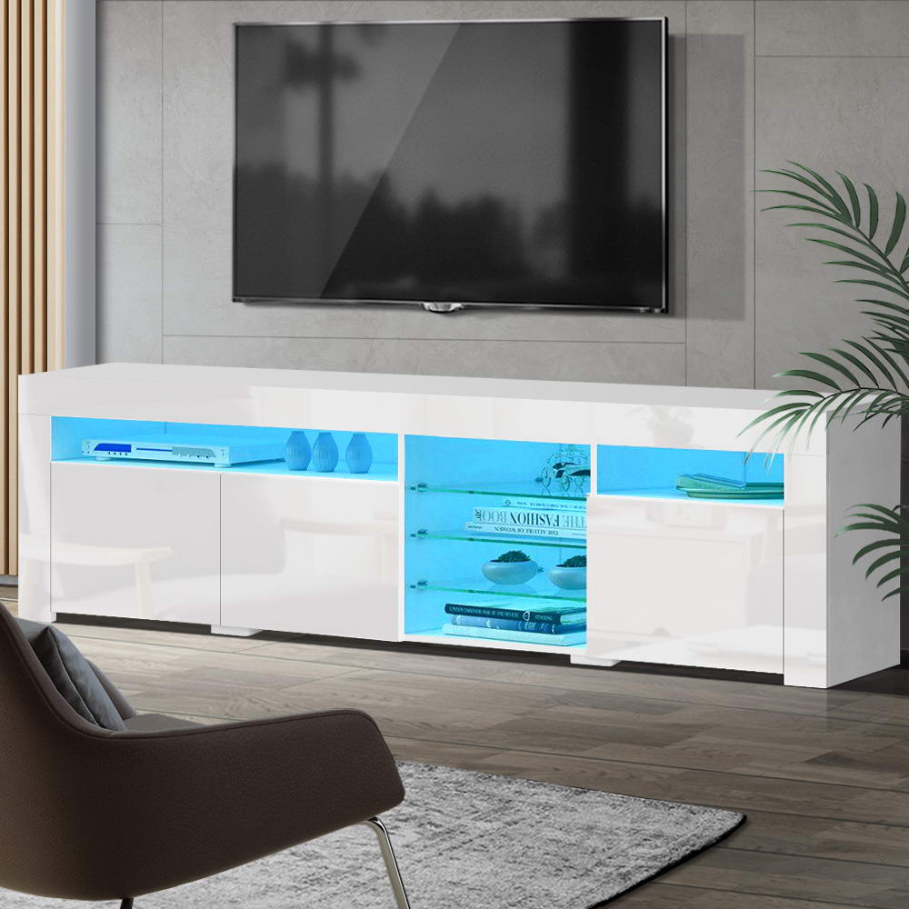 Artiss Entertainment Unit TV Cabinet LED 180cm White Bobi - Furniture > Living Room > TV Units