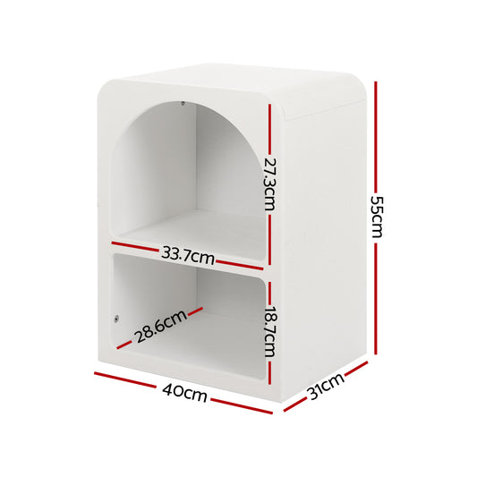 Artiss Bedside Table Shelves Side End Table Storage Nightstand White ARCHED Furniture > Bedroom > Bedside Tables