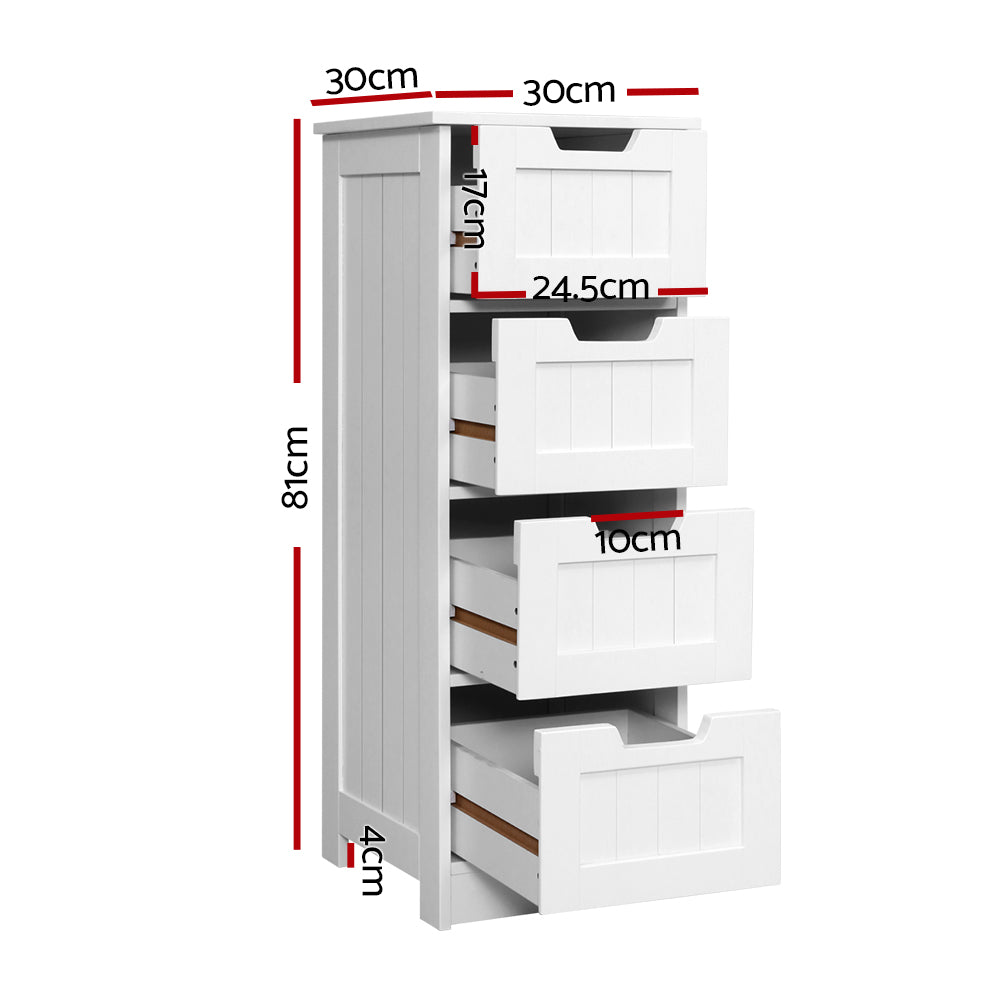 Artiss 4 Chest of Drawers - LEESA White - Furniture > Living Room