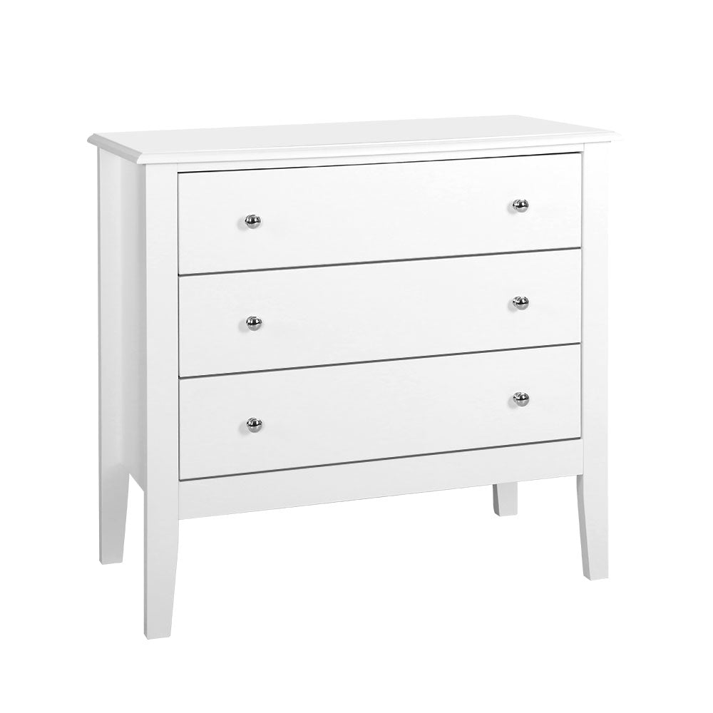 Artiss 3 Chest of Drawers - BRITTANY White - Furniture > Bedroom > Dressers
