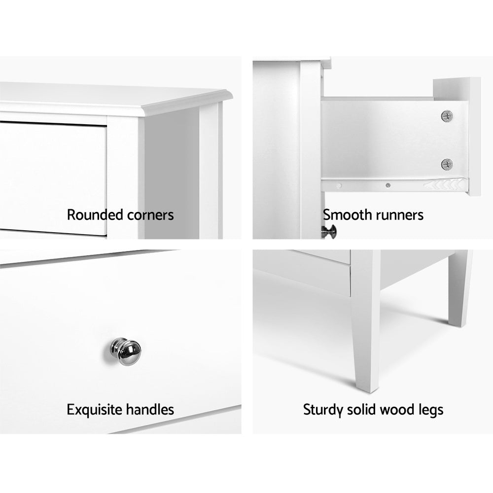 Artiss 3 Chest of Drawers - BRITTANY White - Furniture > Bedroom > Dressers