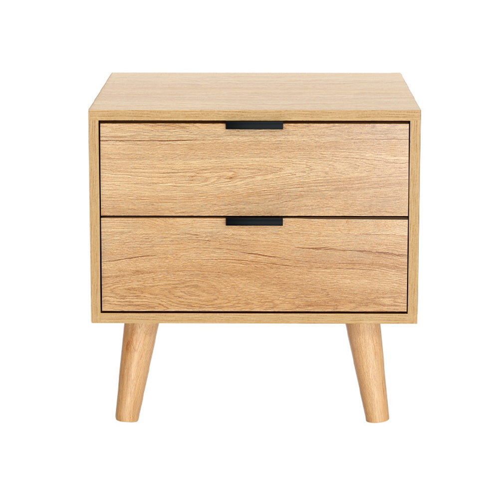 Artiss Bedside Table 2 Drawers - Pine - Furniture > Bedroom > Bedside Tables