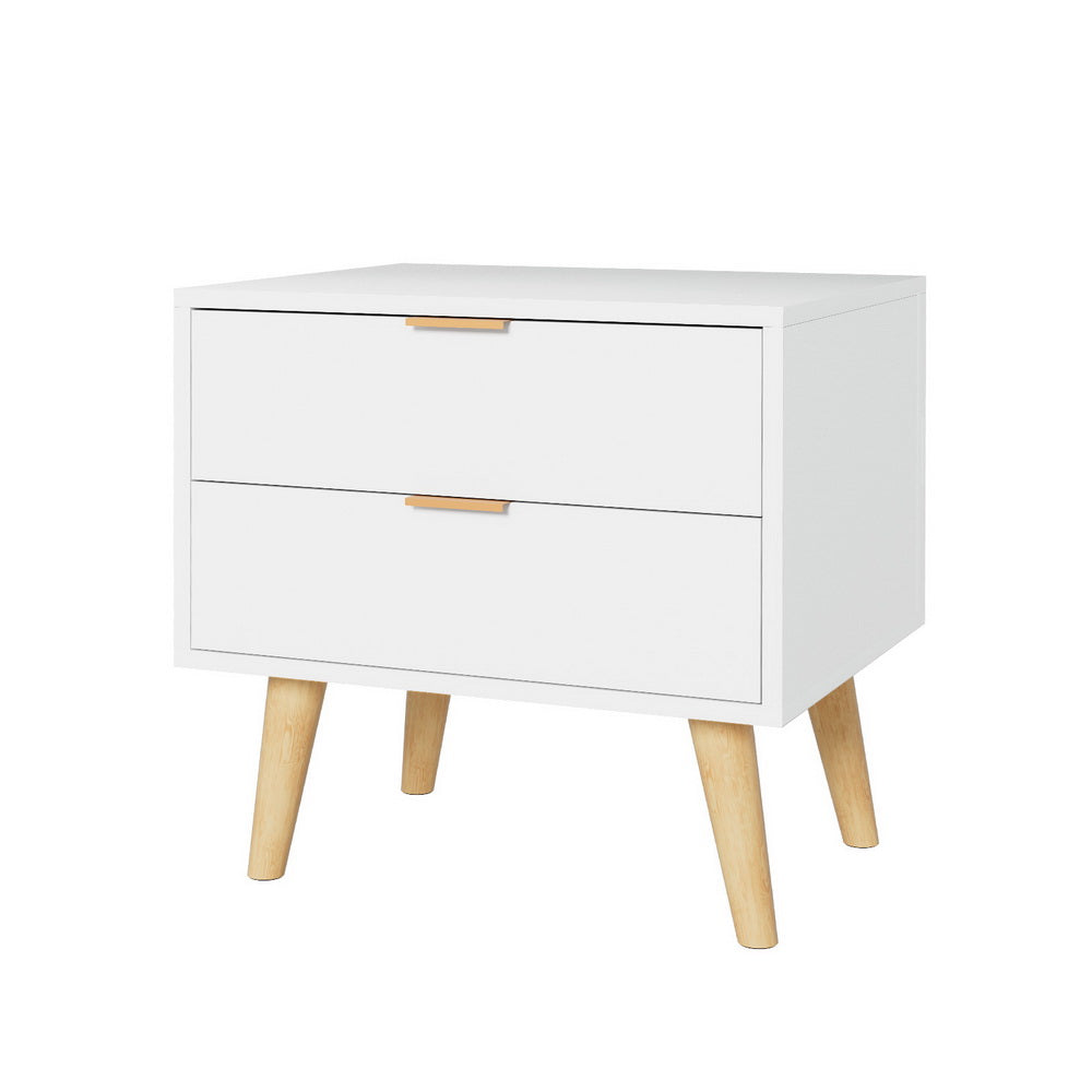 Artiss Bedside Table 2 Drawers - White - Furniture > Bedroom > Bedside Tables