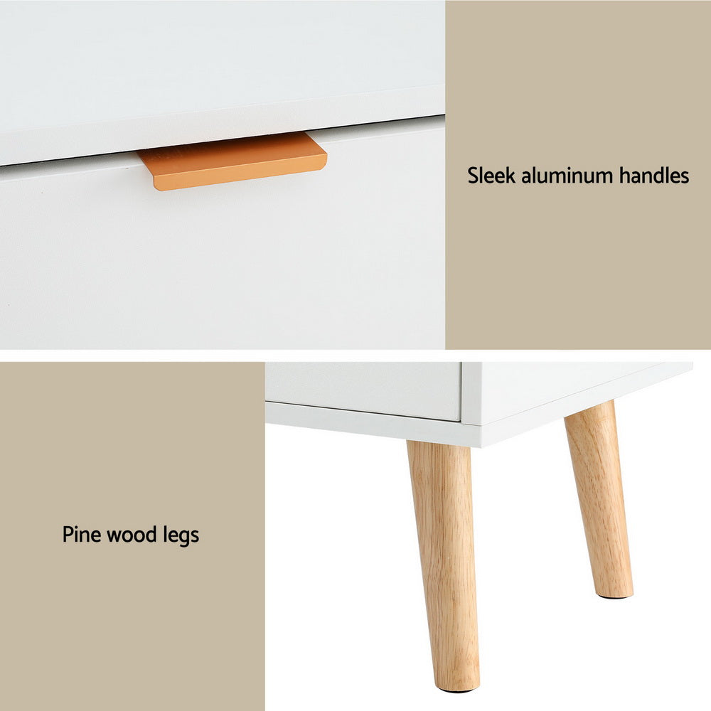Artiss Bedside Table 2 Drawers - White - Furniture > Bedroom > Bedside Tables