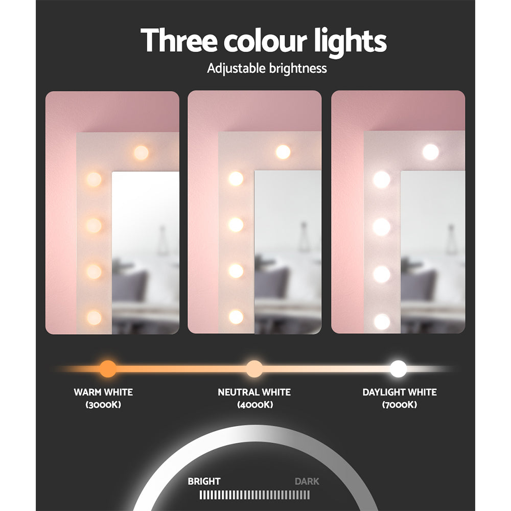 Artiss Dressing Table Set Stool 12 Led Bulbs White Furniture > Bedroom > Dressing Vanity & Dressing Tables