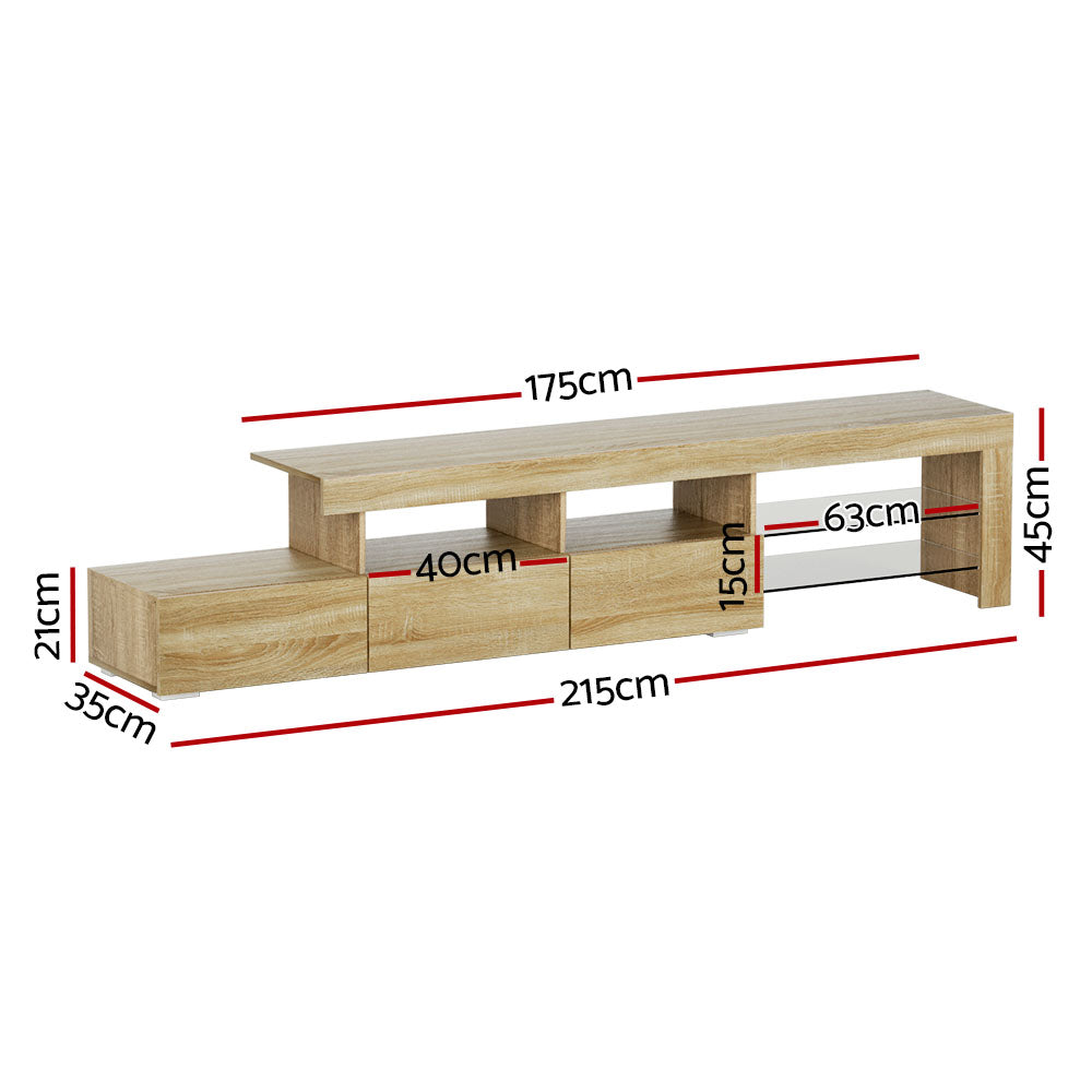 Artiss Entertainment Unit TV Cabinet LED 215cm Pine Caya - Furniture > Living Room > TV Units