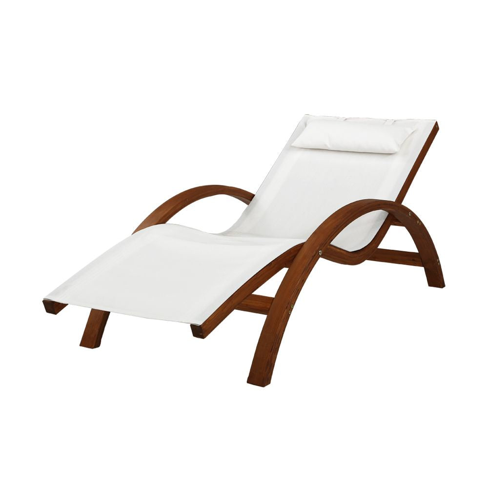 Gardeon Sun Lounge Outdoor Furniture Timber Armchair Wooden Stand - Furniture > Outdoor > Outdoor Chairs