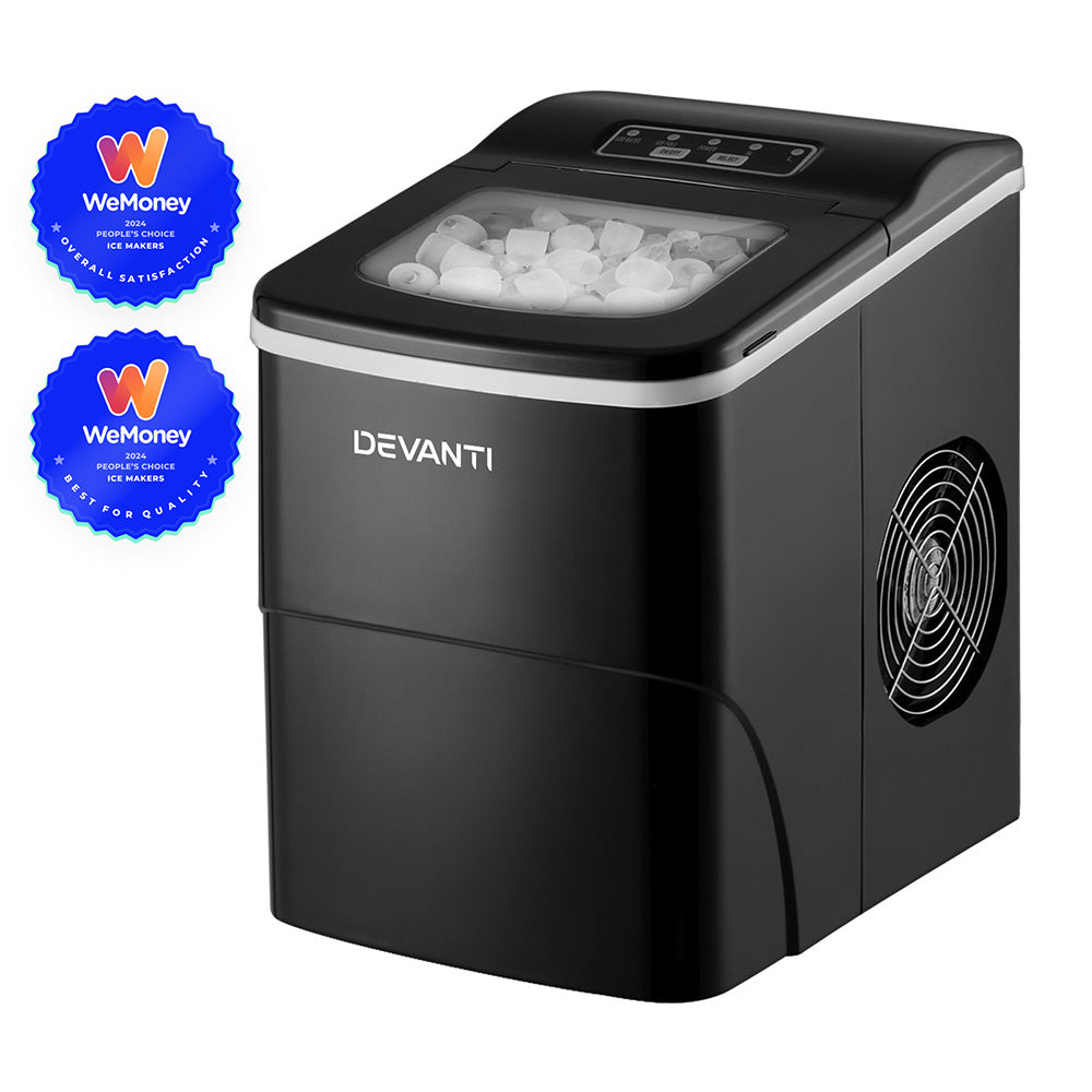 DEVANTi Portable Ice Cube Maker Machine 2L Home Bar Benchtop Easy Quick Black Appliances > Kitchen Appliances > Ice