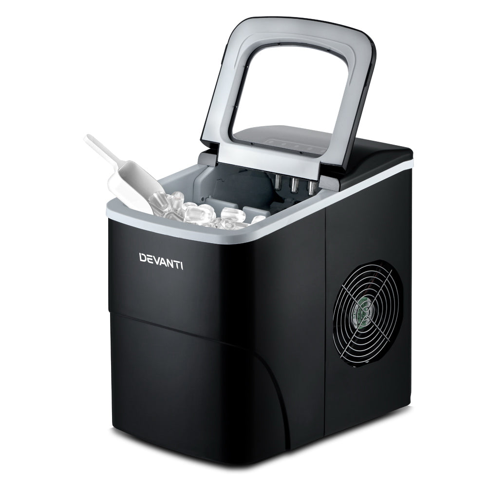 DEVANTi Portable Ice Cube Maker Machine 2L Home Bar Benchtop Easy Quick Black Appliances > Kitchen Appliances > Ice