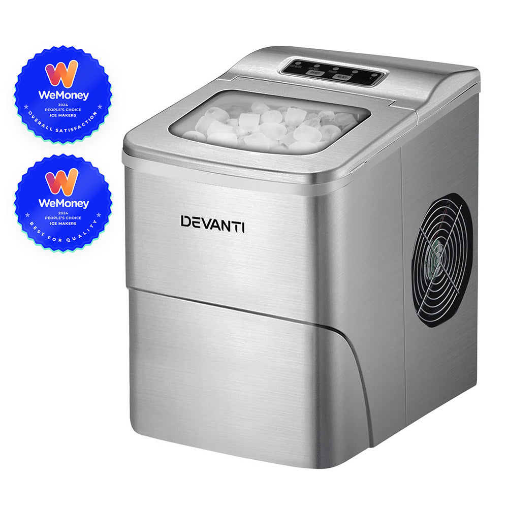 Devanti Portable Ice Cube Maker Silver Appliances > Kitchen Appliances > Ice Makers