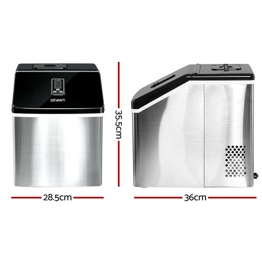 DEVANTi 3.2L Portable Ice Cube Maker Cold Commercial Machine Stainless Steel Appliances > Kitchen Appliances