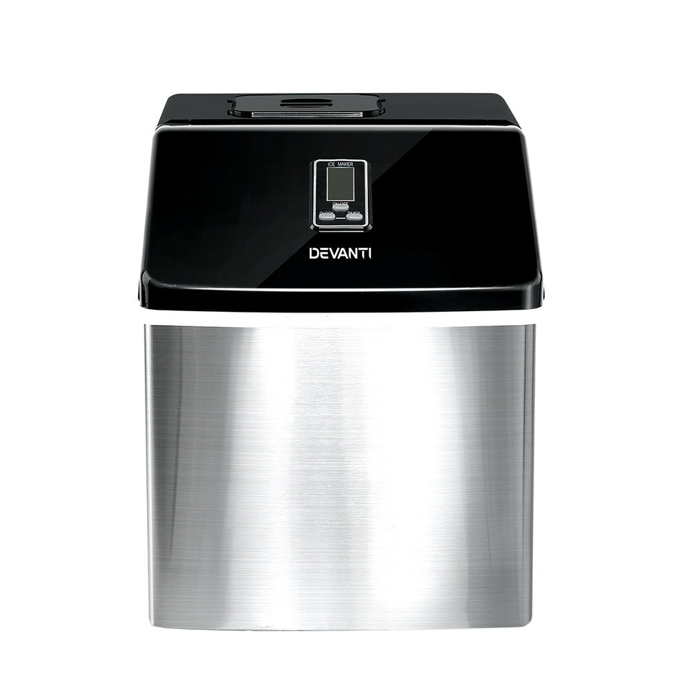 DEVANTi 3.2L Portable Ice Cube Maker Cold Commercial Machine Stainless Steel Appliances > Kitchen Appliances