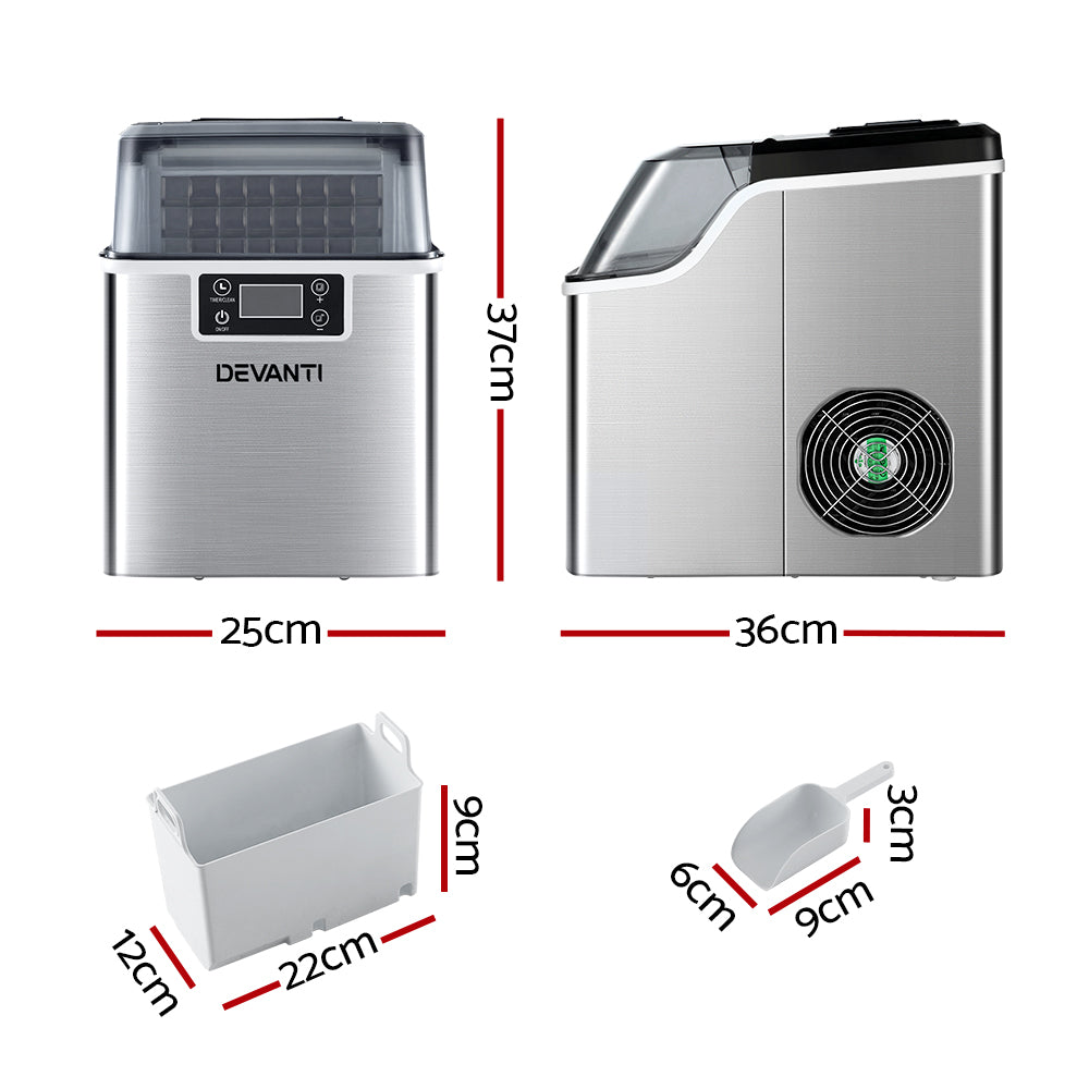 Devanti Ice Maker Machine Commercial Portable Ice Cube Tray Countertop 3.2L Appliances > Kitchen Appliances