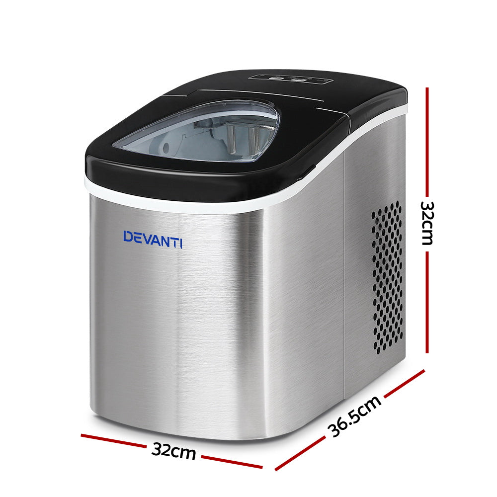 Devanti 2.4L Stainless Steel Portable Ice Cube Maker Appliances > Kitchen Appliances > Ice Makers