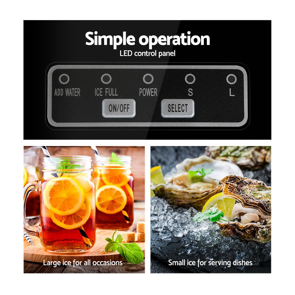 Devanti 2.4L Stainless Steel Portable Ice Cube Maker Appliances > Kitchen Appliances > Ice Makers