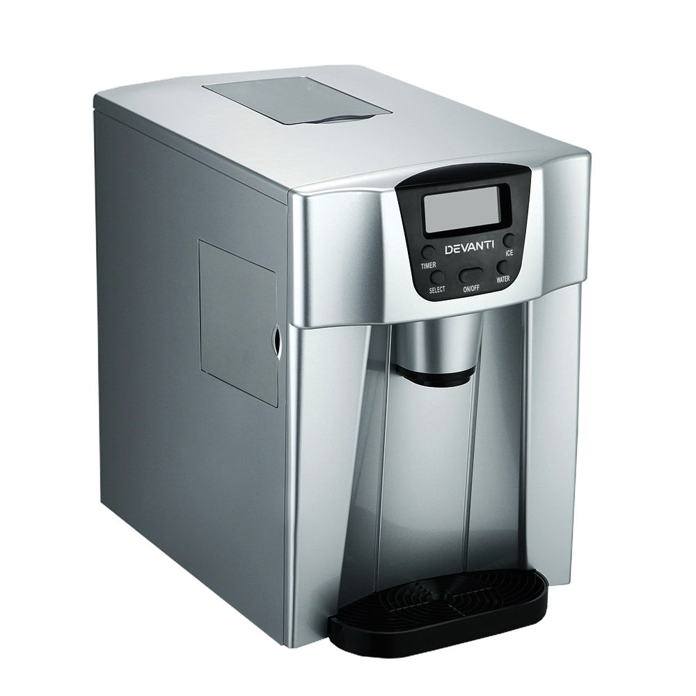 Devanti 2L Portable Ice Cuber Maker & Water Dispenser Silver Appliances > Kitchen Appliances