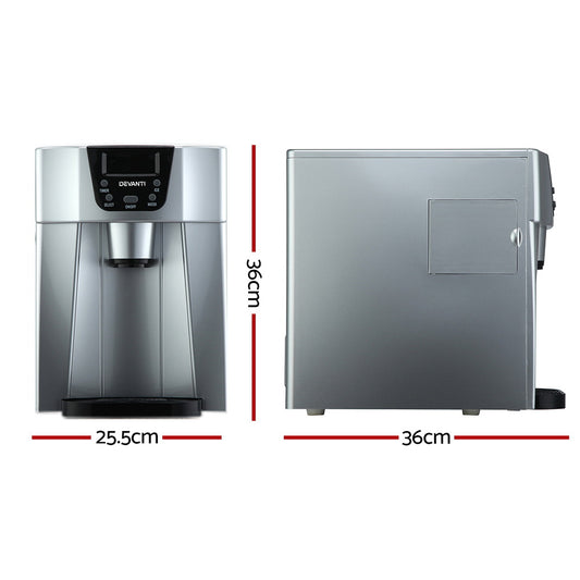 Devanti 2L Portable Ice Cuber Maker & Water Dispenser Silver Appliances > Kitchen Appliances