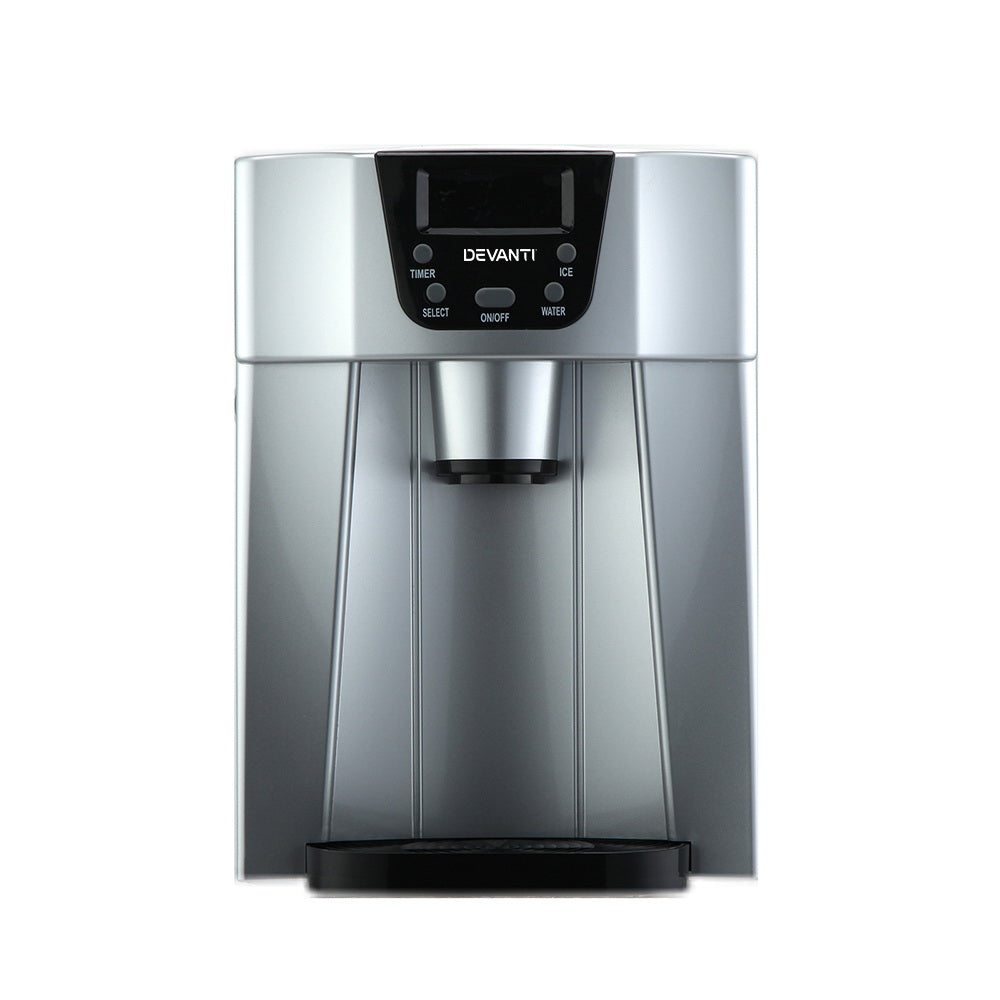 Devanti 2L Portable Ice Cuber Maker & Water Dispenser Silver Appliances > Kitchen Appliances