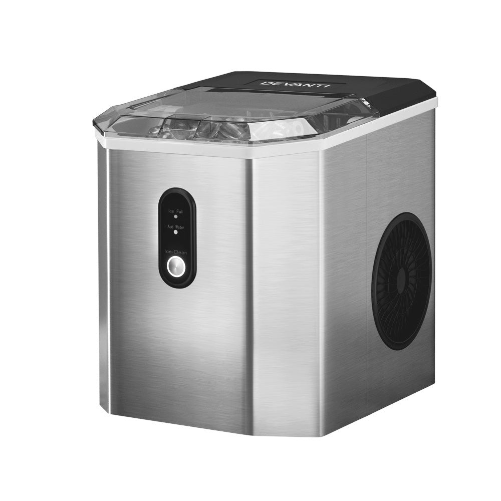 Devanti Portable Ice Maker Machine Ice Cube 12kg Bar Countertop Stainless Steel Appliances > Kitchen Appliances > Ice