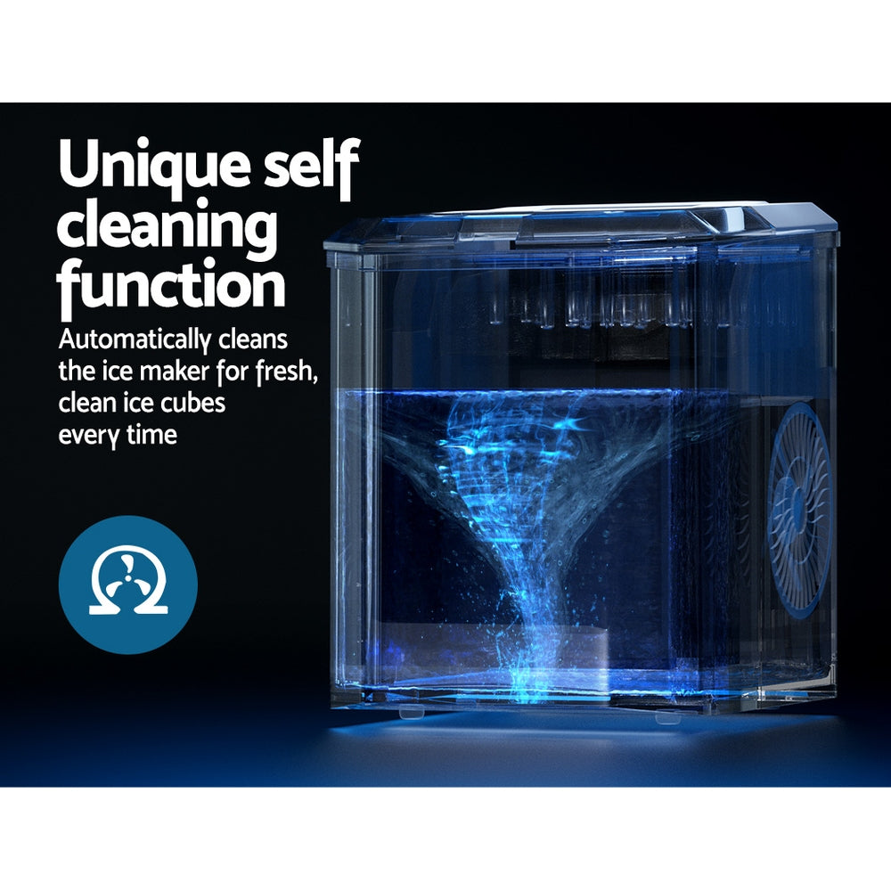 Devanti Portable Ice Maker Machine Ice Cube 12kg Bar Countertop Stainless Steel Appliances > Kitchen Appliances > Ice