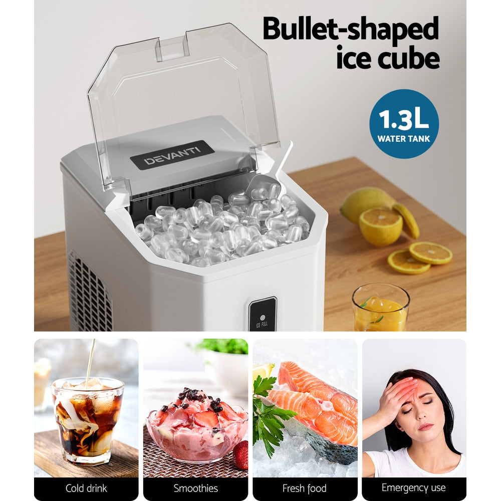 Devanti 12kg Ice Maker Machine Portable Ice Cube Tray Bar Countertop 2L Black Appliances > Kitchen Appliances > Ice