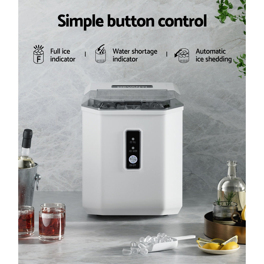 Devanti 12kg Ice Maker Machine Portable Ice Cube Tray Bar Countertop 2L Black Appliances > Kitchen Appliances > Ice