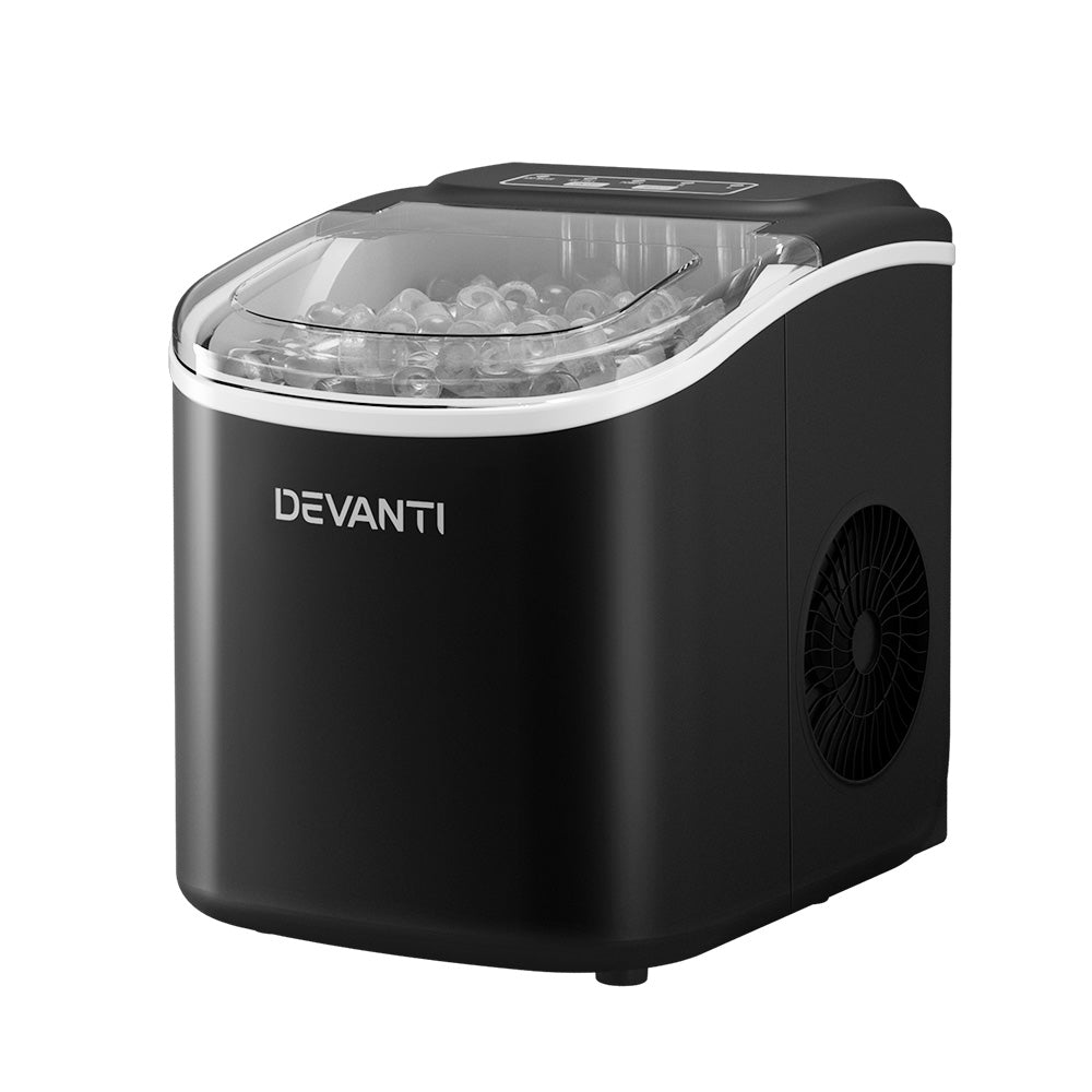 Devanti Portable Ice Maker Machine Ice Cube Tray 12kg Bar Countertop Black Appliances > Kitchen Appliances > Ice Makers